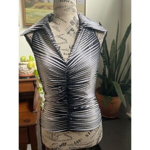 VTG Y2k 90's Joseph Ribkoff Zebra Print Sequined Size 8 Fairy V-neck Collared